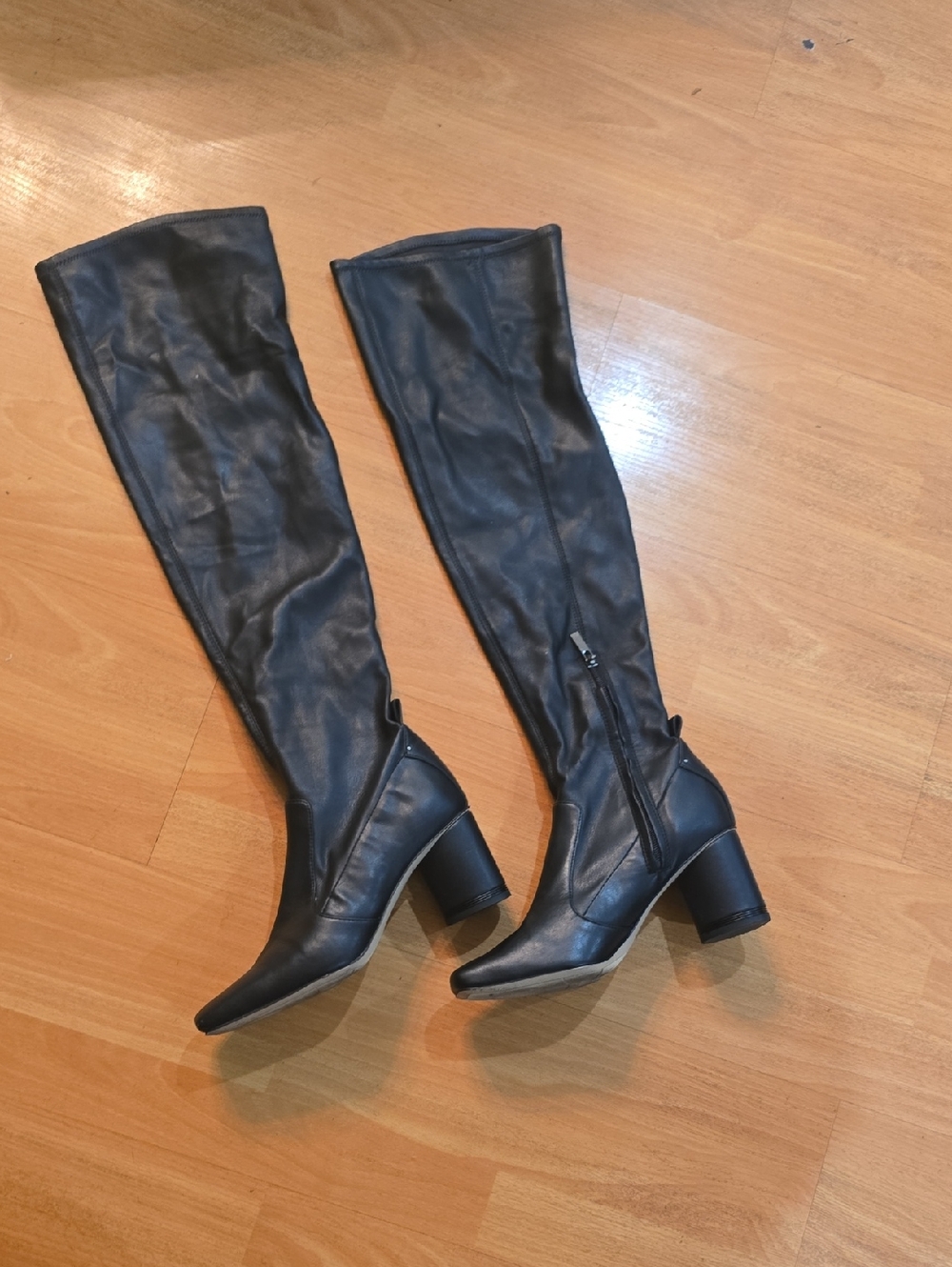 Franco Sarto Black Over-The-Knee Block Heel Boots